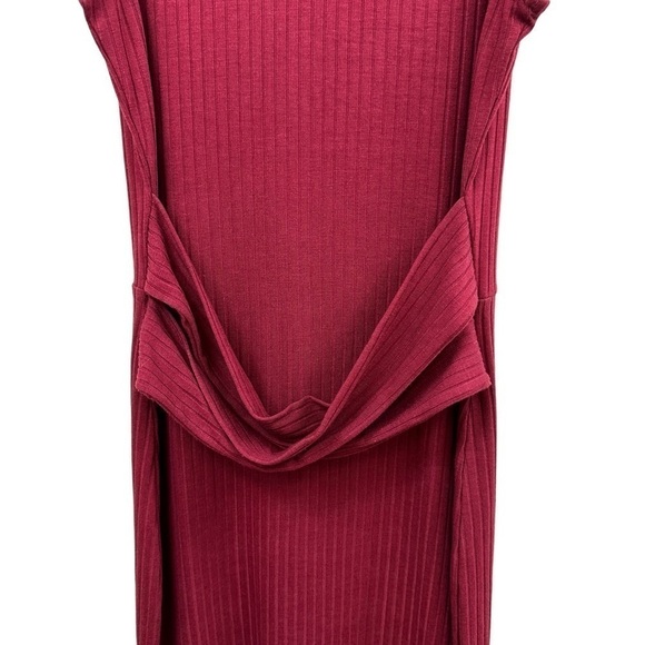 Venus Cranberry Sleeveless Ribbed Bodycon Dress, M - Picture 2 of 8